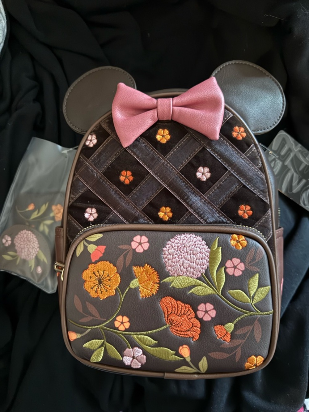 Box Lunch Exclusive Floral Minnie Mouse Interchangeable Ear Mini Backpack